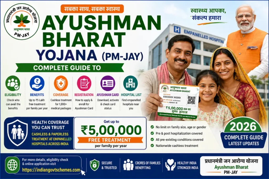 Ayushman Bharat Yojana (PM-JAY): Complete Guide to Eligibility, Benefits, Coverage, Registration, Ayushman Card & Hospital List 2026